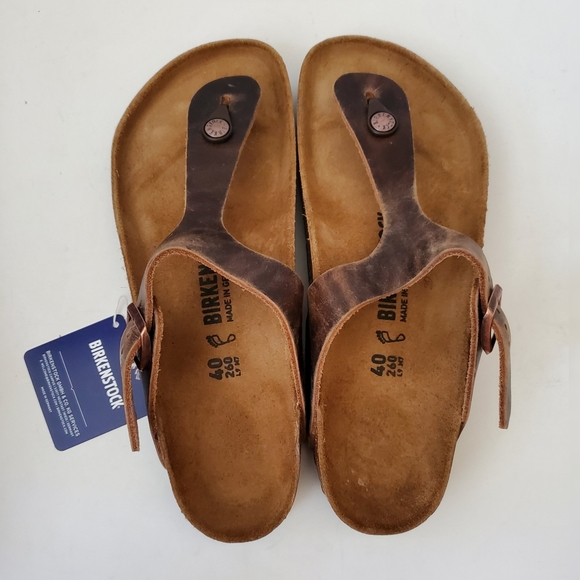 New Birkenstock Gizeh Tobacco Leather Sandals - Picture 8 of 9